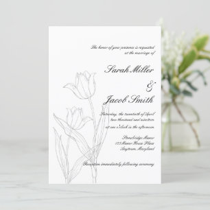 Invitation Mariage minimaliste noir et blanc
