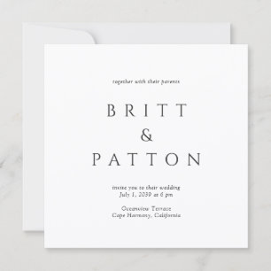 Invitation Mariage minimaliste noir et blanc moderne