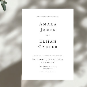 Invitation Mariage Minimaliste Noir et Blanc Moderne