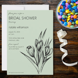 Invitation Mariage Minimaliste Noir & Vert Sauge
