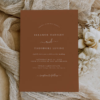 Invitation Mariage Minimaliste Orange Brûlé