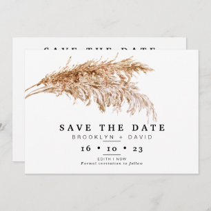 Invitation Mariage Minimaliste Pampas Grass Enregistrer La Ca