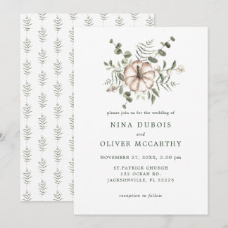 Invitation Mariage Minimaliste Rustique Citrouille et Feuille