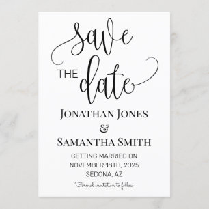 Invitation Mariage minimaliste Sauvegarder la date Simple mod