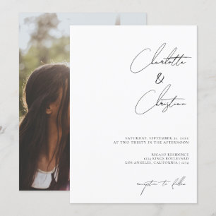 Invitation Mariage minimaliste simple écrit main