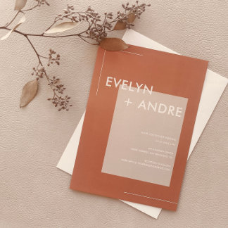 Invitation Mariage minimaliste simple moderne en terre cuite