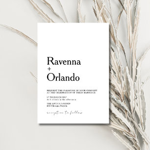 Invitation Mariage minimaliste simple moderne noir