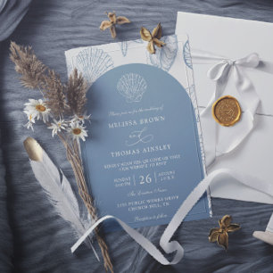Invitation Mariage minimaliste sur la plage avec coquillages 