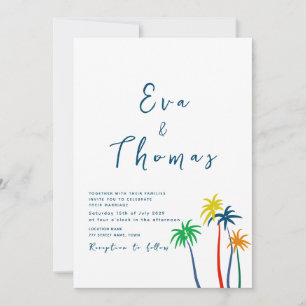 Invitation Mariage Minimaliste sur la Plage de Palmiers
