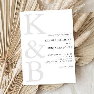Invitation Mariage minimaliste tout-en-un monogramme moderne