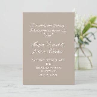 Invitation Mariage Minimaliste Tuape & Blanc Chaud