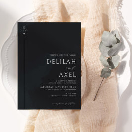 Invitation Mariage minimaliste ultra-moderne noir et blanc