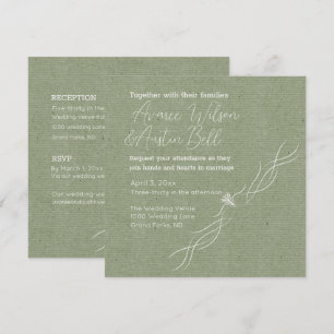 Invitation Mariage minimaliste vert et blanc