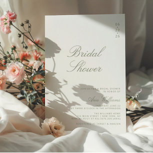 Invitation Mariage minimaliste vert sauge calligraphie Baby S