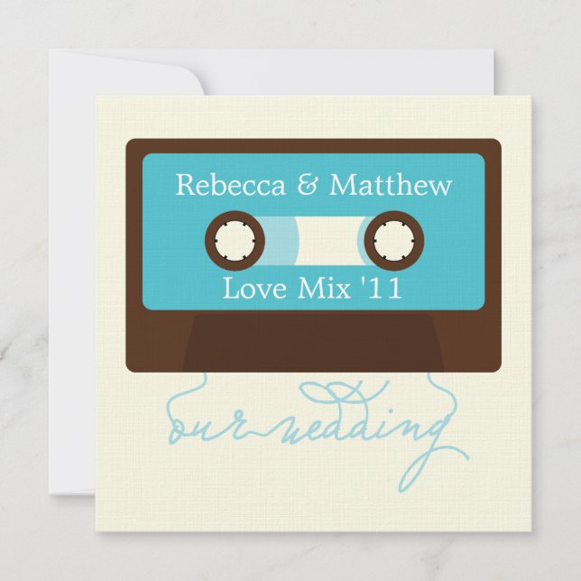 Invitation Mariage Mixtape rétro (Devant)