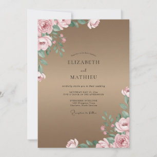 Invitation Mariage Mocha Rose Poussiéreuse Pétales