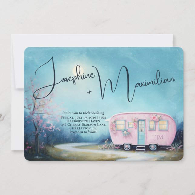 Invitation Mariage Modèle Wanderlust Love Trailer (Devant)