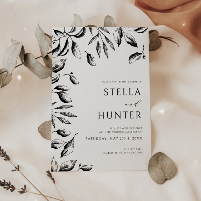 Invitation Mariage Modern Victorian Noir & Blanc de la verdur (Créateur téléchargé)