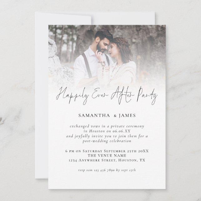 Invitation Mariage Moderne 4 Photos Happily Ever After (Devant)