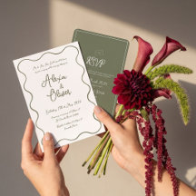 Mariage Moderne à Bordure Ondulée et Écriture Scri