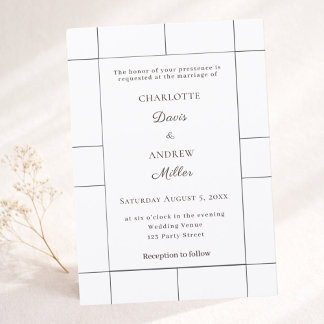 Invitation Mariage moderne à carreaux noirs et blancs