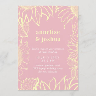 Invitation Mariage moderne à fleurs rose pâle