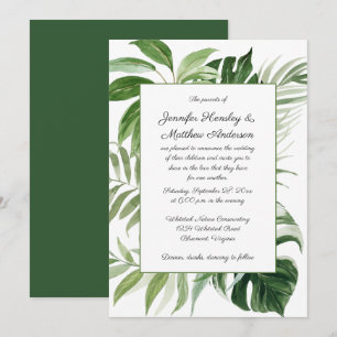 Invitation Mariage Moderne à la Végétation Tropicale