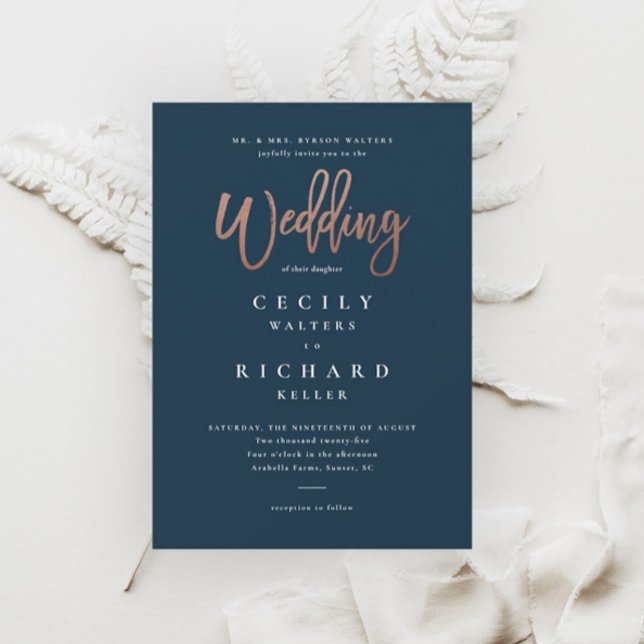 Invitation Mariage Moderne à l'Écriture Rose Gold (Créateur téléchargé)