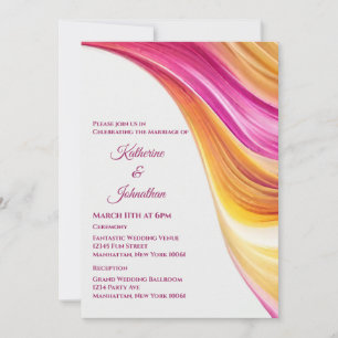 Invitation Mariage moderne - Abstrait-rose orange jaune-