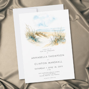 Invitation Mariage moderne aquarelle de plage côtière