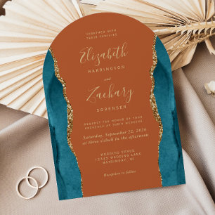 Invitation Mariage Moderne Arc en Teinte de Turquoise et Agat