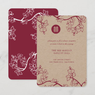 Invitation Mariage Moderne Asiatique Kraft Et Fleurs De Pruni
