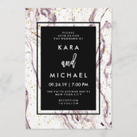 Mariage Moderne aux Éclats de Marbre Violet et Fau