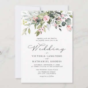 Invitation Mariage Moderne aux Feuilles de Eucalyptus Floral