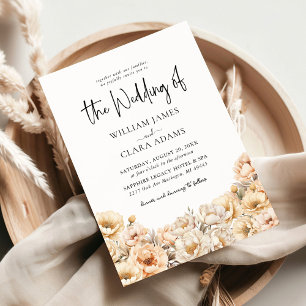 Invitation Mariage moderne aux pivoines florales aquarelle pa
