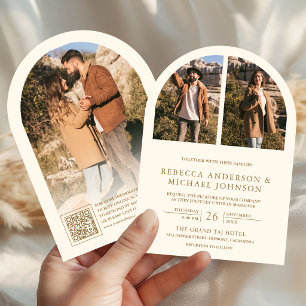 Invitation Mariage moderne avec code QR de photo d'arche en c