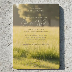 Invitation mariage moderne avec prairie verte photo pour la d