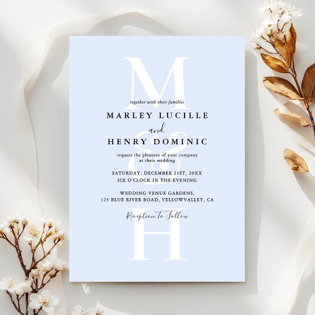 Invitation Mariage Moderne avec Superposition de Monogramme B (Créateur téléchargé)