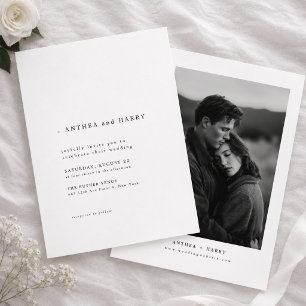 Invitation Mariage moderne avec typographie serif noire et bl