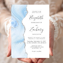 Mariage Moderne Bébé Bleu Argent Agate