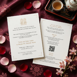 Invitation Mariage Moderne Bilingue Vietnamien Anglais QR