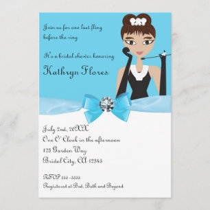 Invitation Mariage Moderne Bleu Cérémonie de Fiançailles Blan
