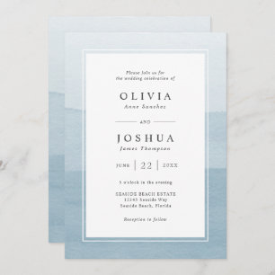 Invitation Mariage moderne bleu tout en un