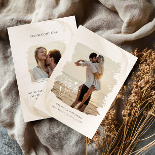 Invitation Mariage Moderne Bohème Minimaliste avec Photos de
