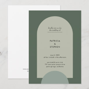 Invitation Mariage moderne Boho géométrique Sage Arche vert