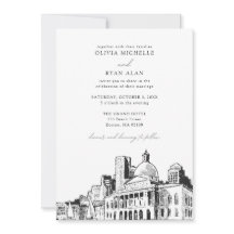 Mariage moderne Boston Skyline Sketch noir et blan
