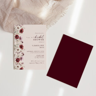 Invitation Mariage moderne burgundy avec Shower de fleurs sau