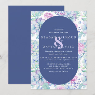 Invitation Mariage Moderne Cactus Botanique Succulent Floral