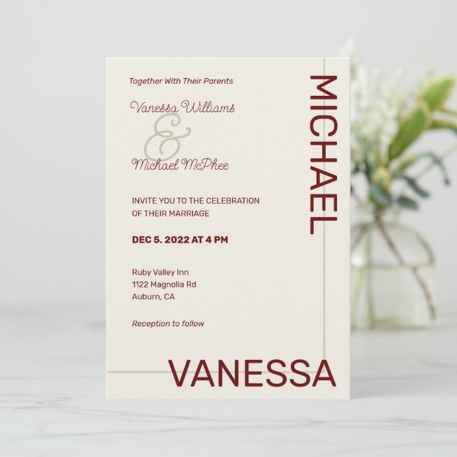 Invitation Mariage moderne chic (Debout devant)