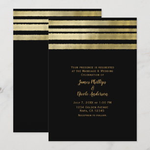 Invitation Mariage Moderne Chic Élégant Or et Noir